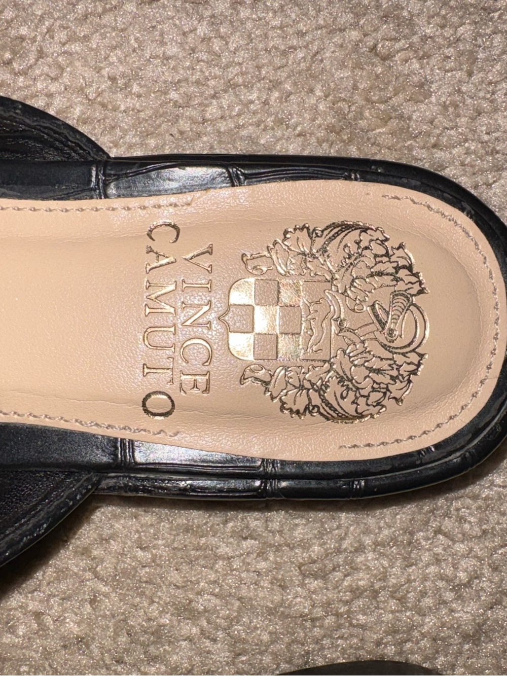 Vince Camuto Black Leather Croc Mules - Picture 4 of 7